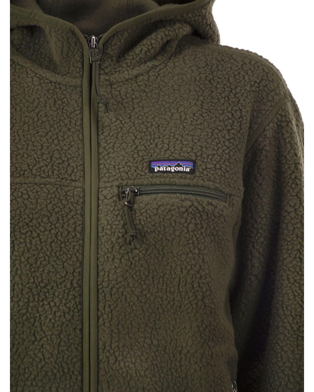 Patagonia Green Teddy Fleece Hooded Jacket