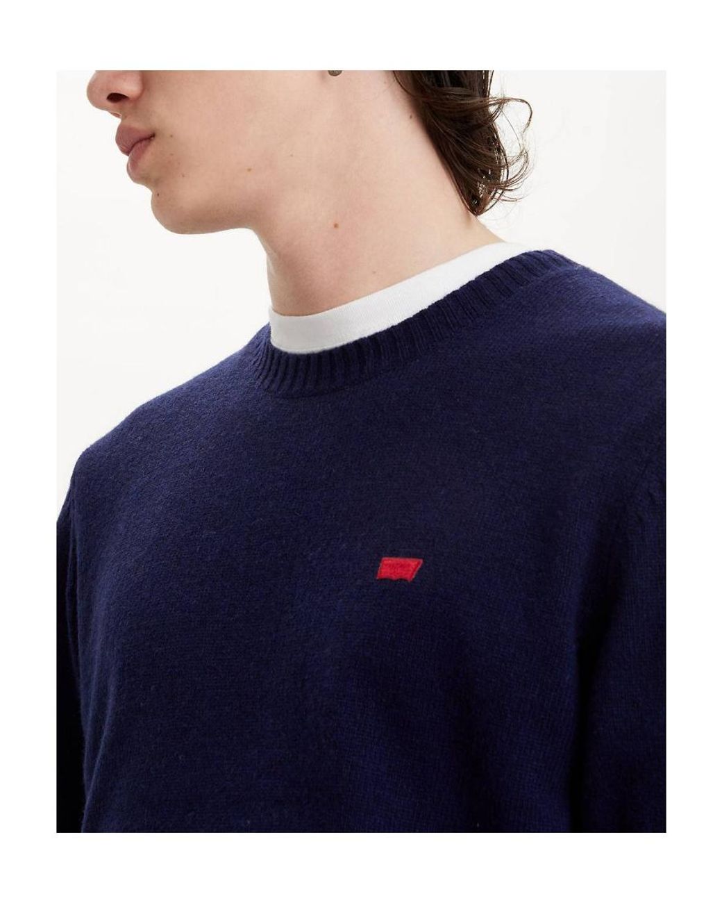 Levi's Blue Long-Sleeved Round Neck Sweater for men