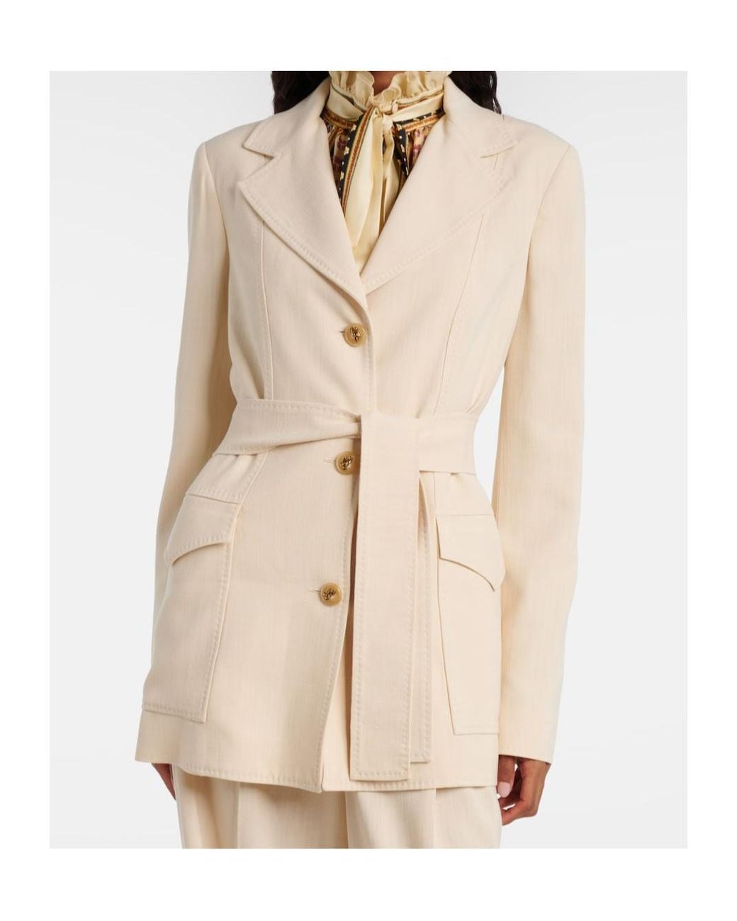 Etro Natural Long-Sleeved Button-Down Jacket