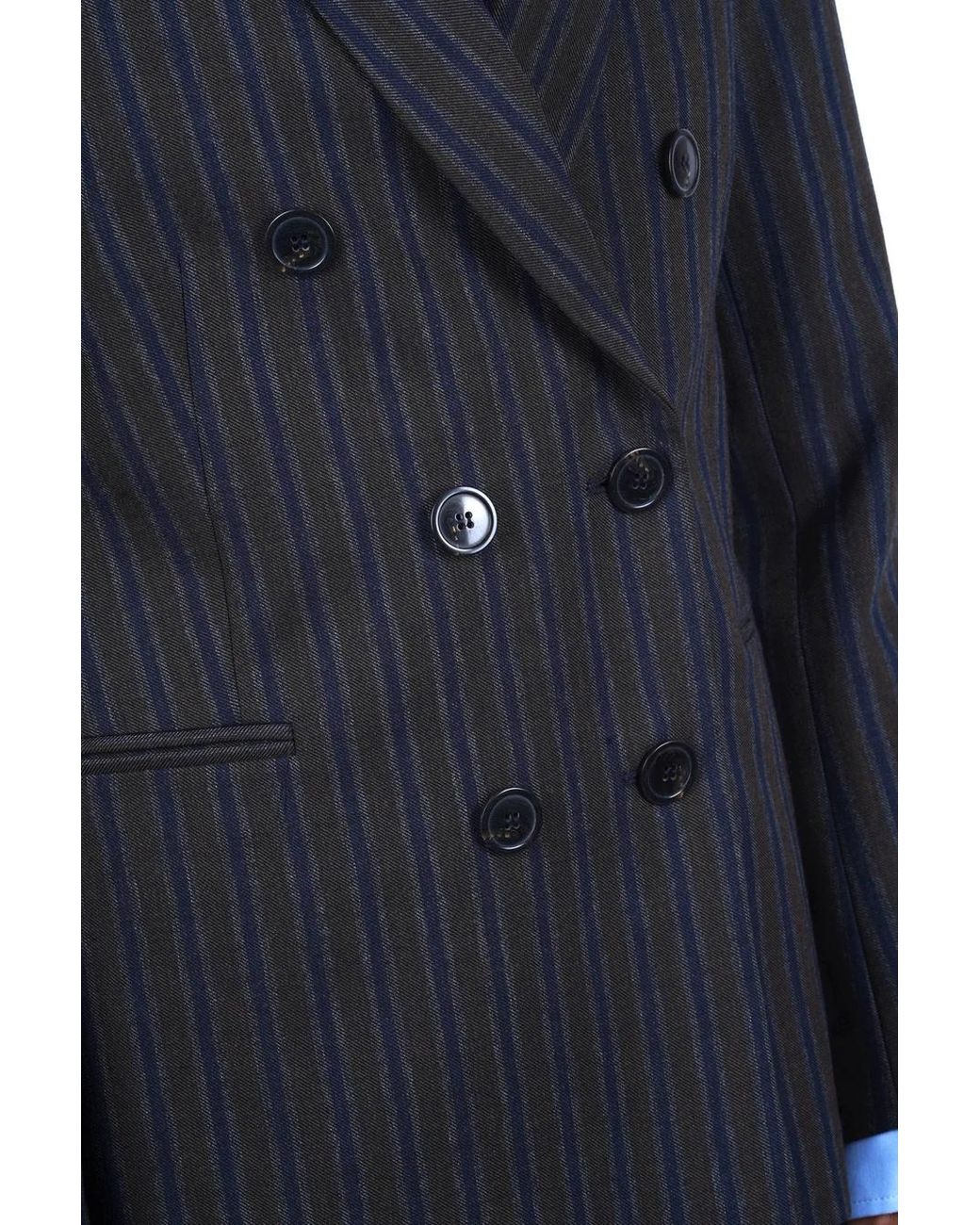 Ottod'Ame Black Ottod'Ame Striped Double-Breasted Blazer