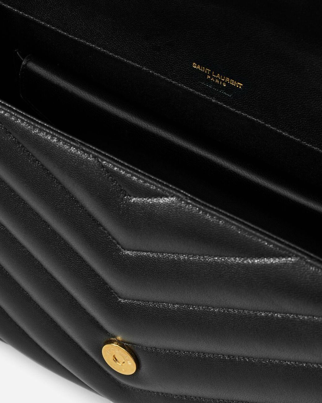 Saint Laurent Black Loulou Foldover Top Large Shoulder Bag