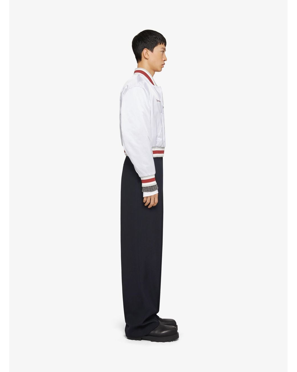 Givenchy White Shiny Pull-Over Bomber Jacket for men