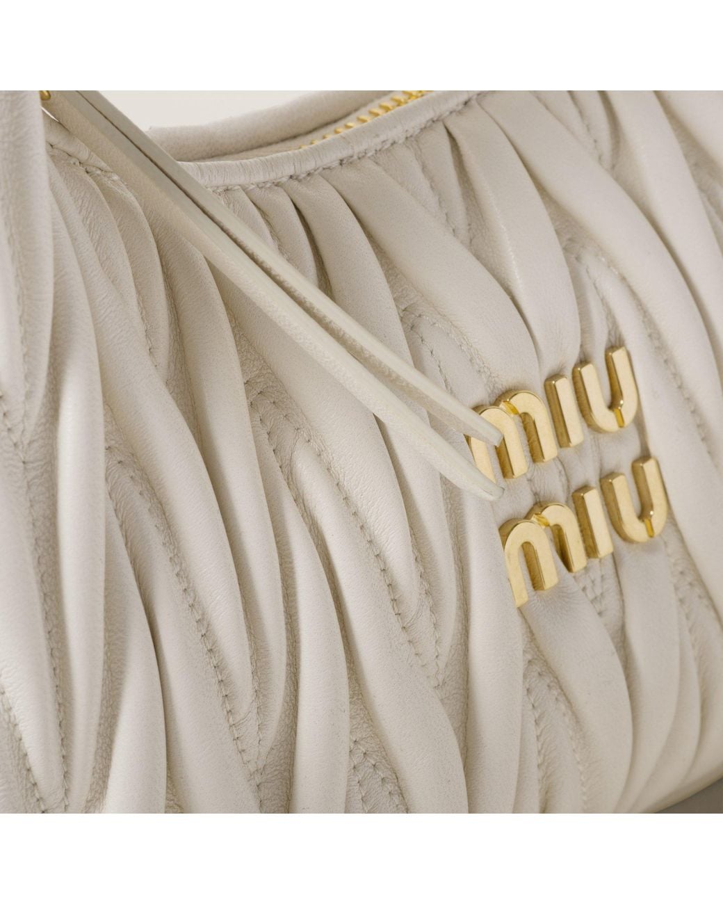 Miu Miu Natural Matelassé Zipped Handbag