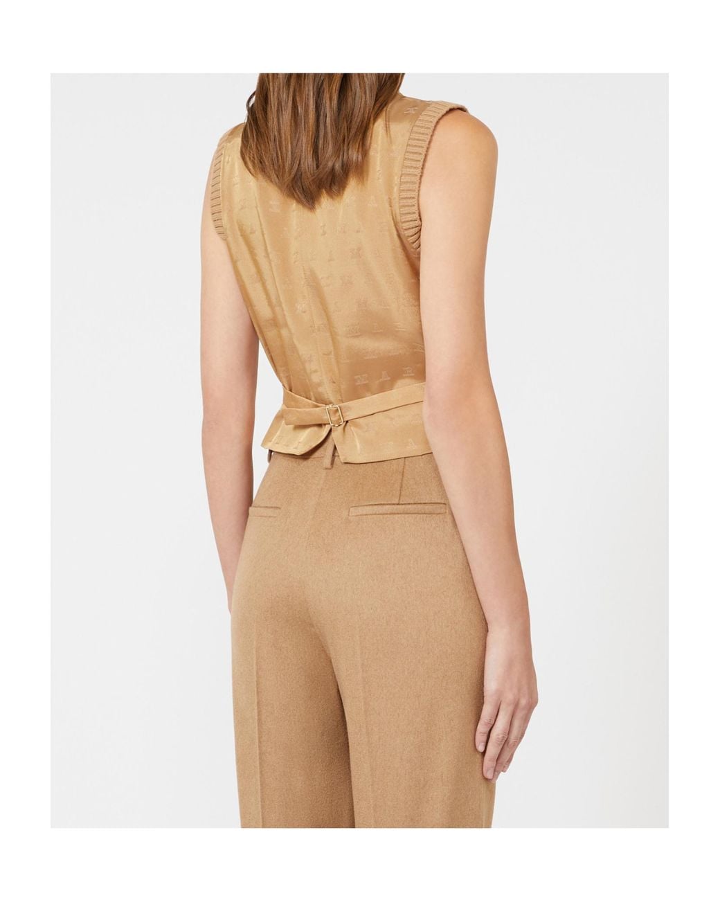 Max Mara Brown V-Neck Button-Up Gilet