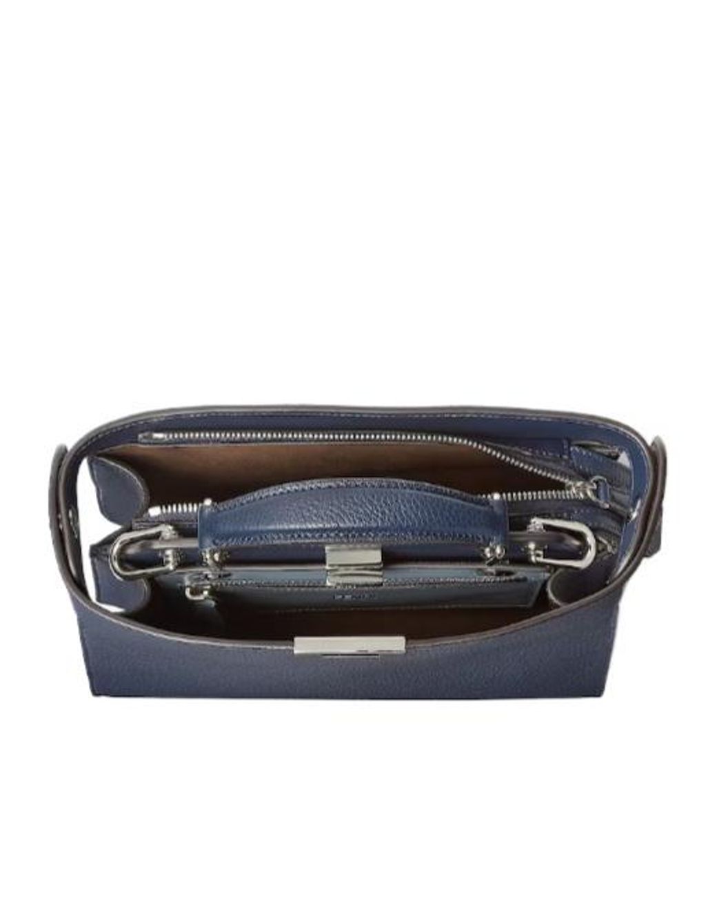 Fendi Blue Peekaboo Iseeu Small Dark Leather Bag for men
