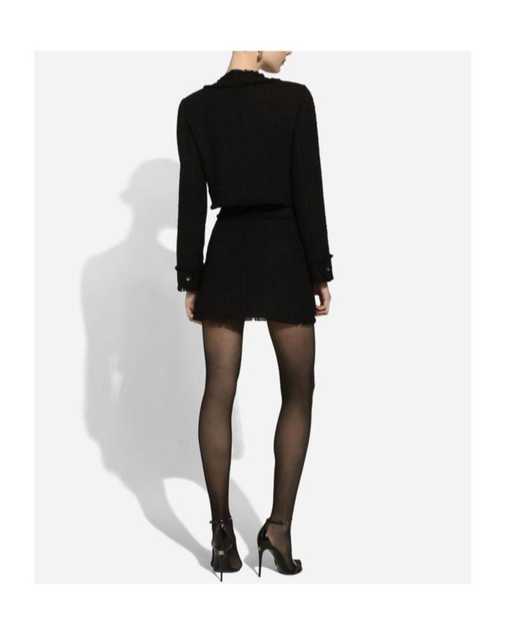 Dolce & Gabbana Black High-Waist Tweed Miniskirt