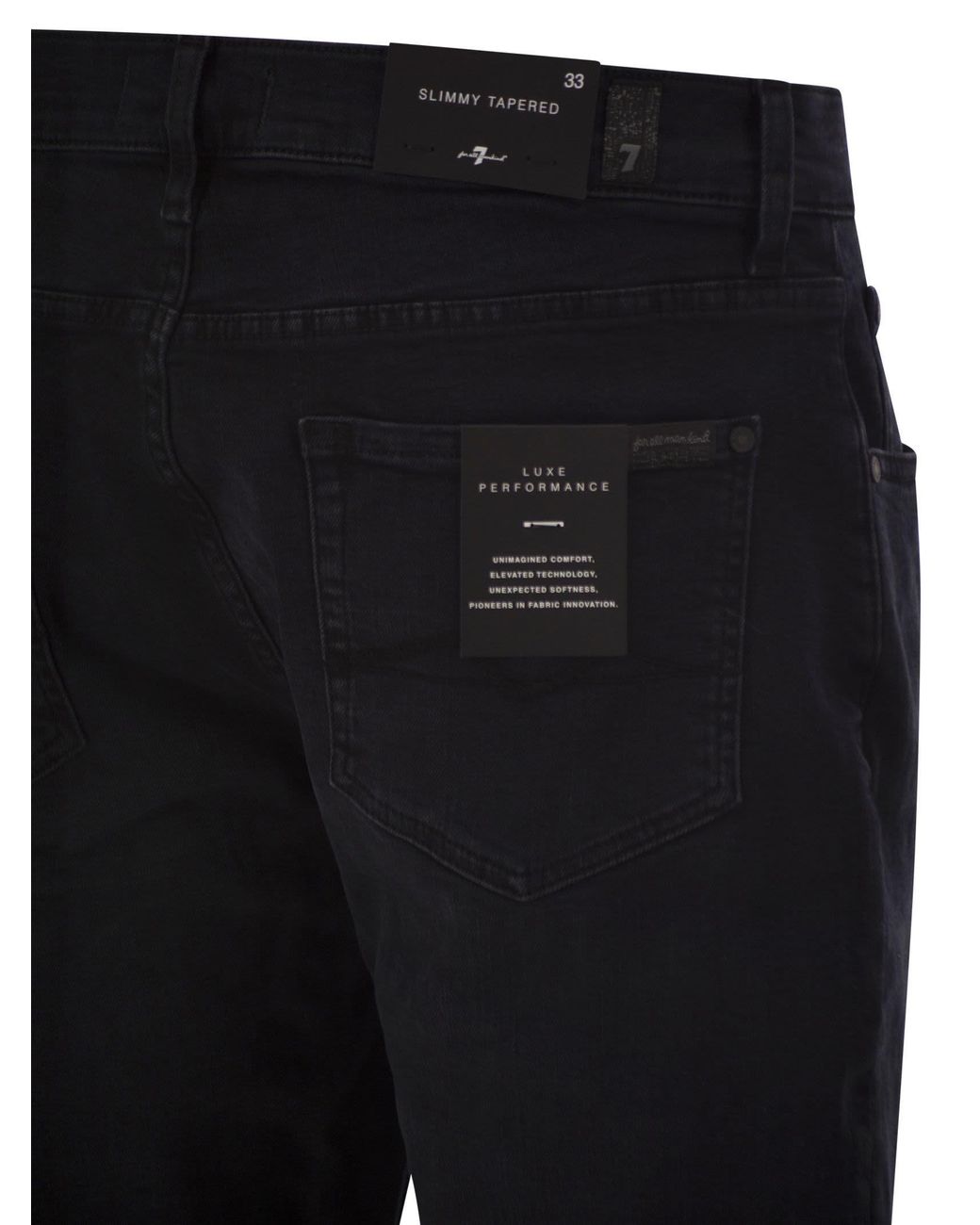 7 For All Mankind Black Slimmy Tapered Low Jeans for men