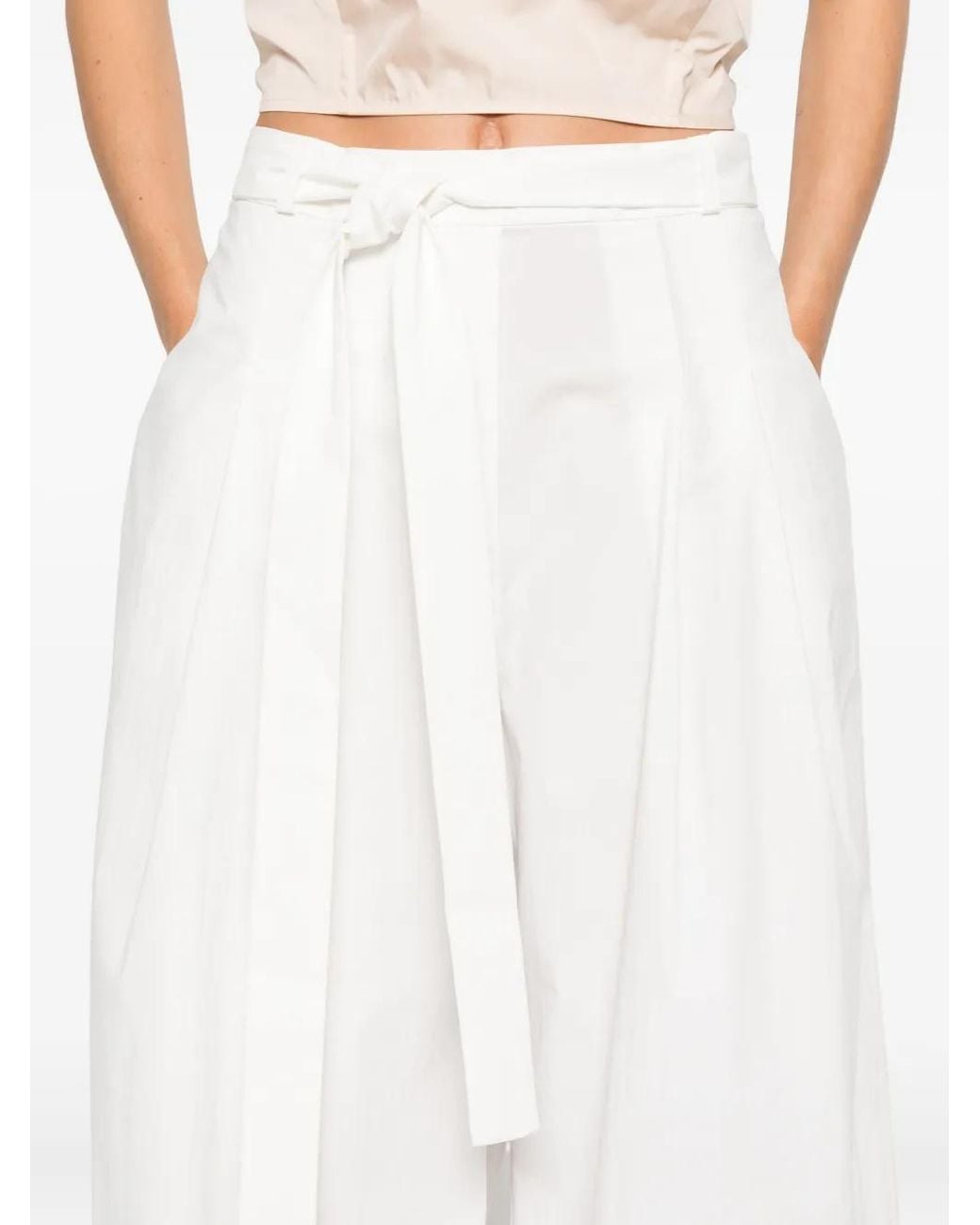 St. Agni White Belted Casual Pants
