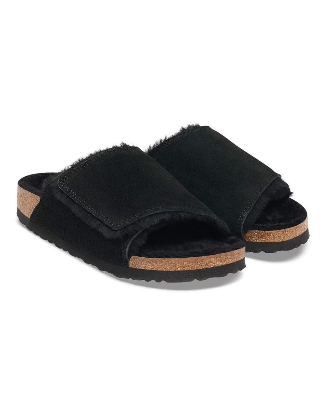 Birkenstock Black Solana Shearling Slide Sandals for men