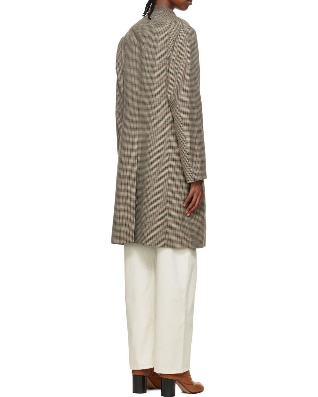 Maison Margiela Brown Checked Single-Breasted Coat for men