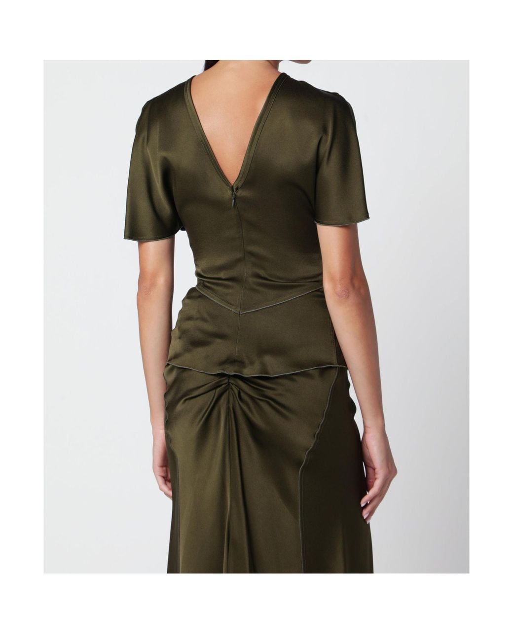 Victoria Beckham Green Crêpe Satin Top