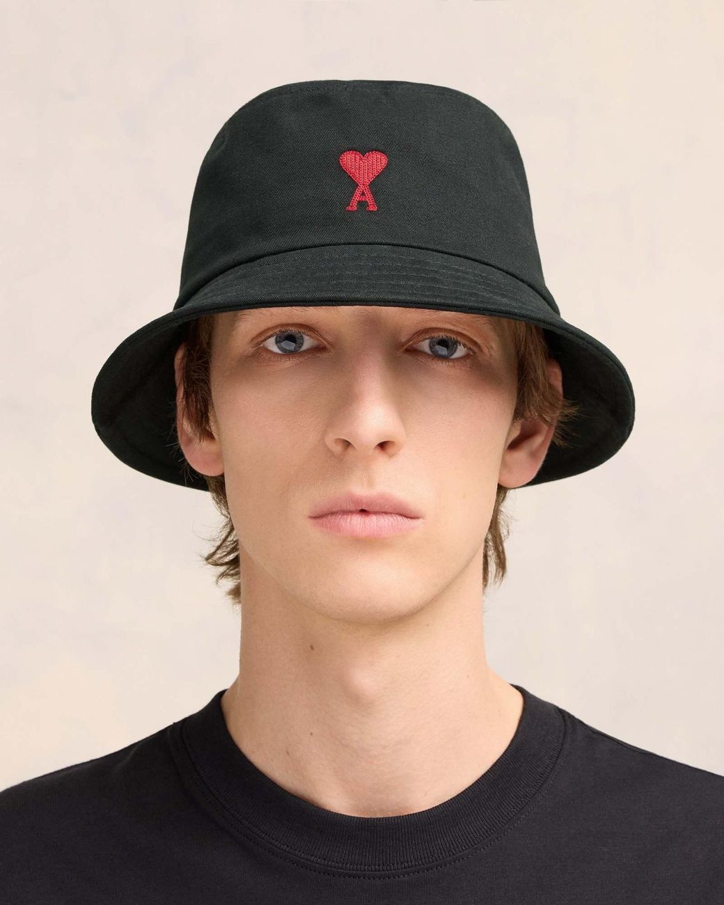 AMI Black Ami De Coeur Embroidered Bucket Hat for men