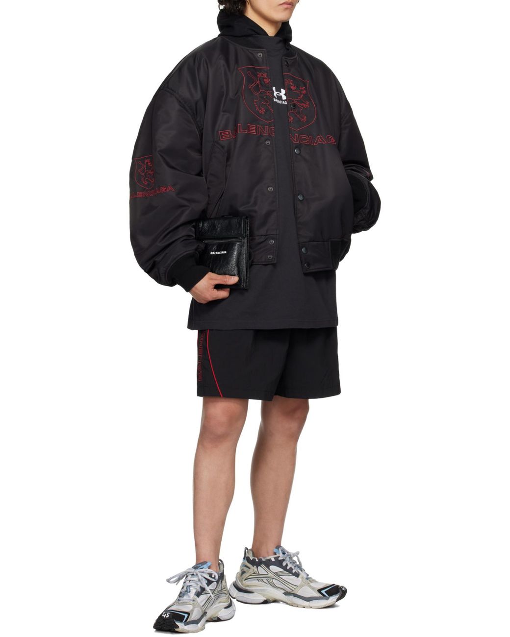Balenciaga Black Logo Embroidered Tracksuit Shorts for men