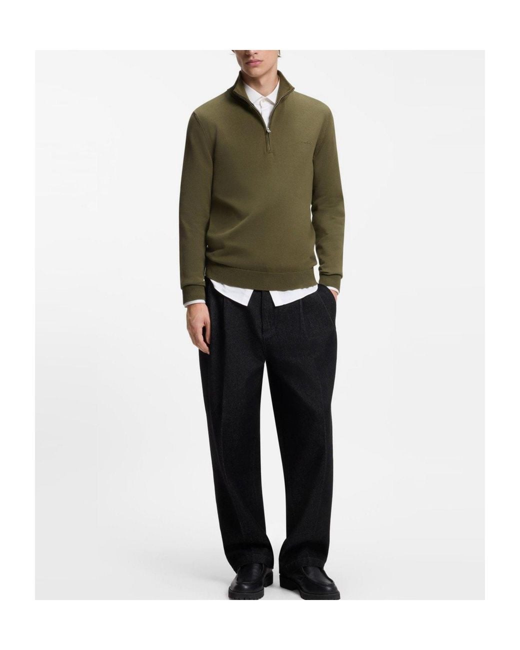 Boss Green Half-Zip Long-Sleeve Knit Sweater for men