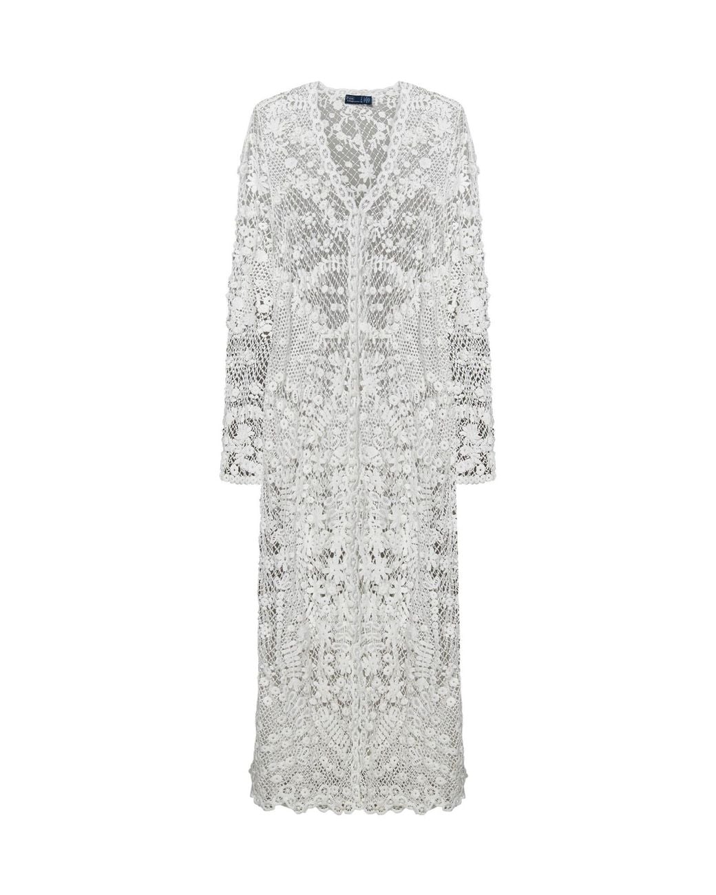 Polo Ralph Lauren Gray Crochet-Knit Midi Dress