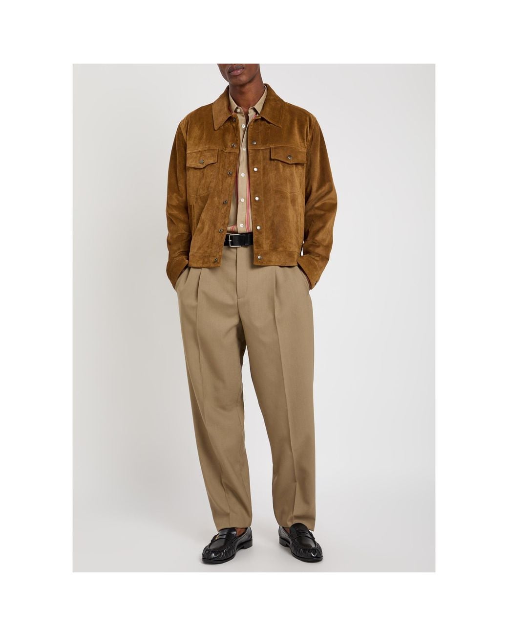 Saint Laurent Brown Oversized-Fit Leather Jacket for men