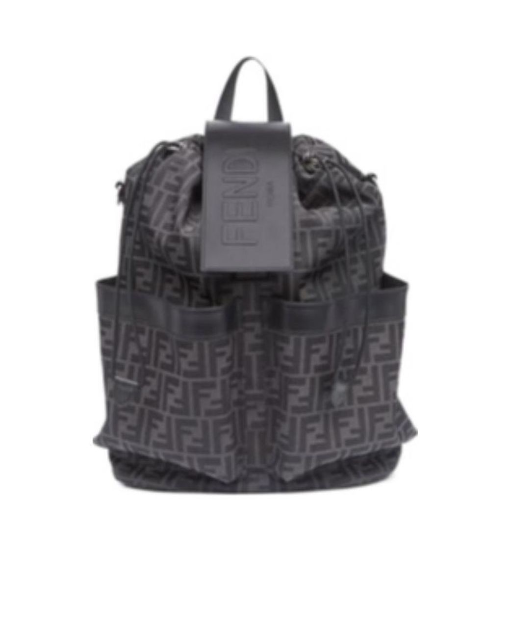 Fendi Gray Ff Jacquard Strike Medium Backpack for men