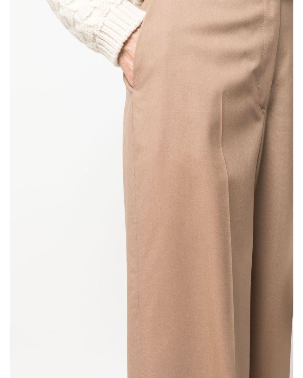 Fabiana Filippi Natural Wide-Leg Pleat Detailed Trousers