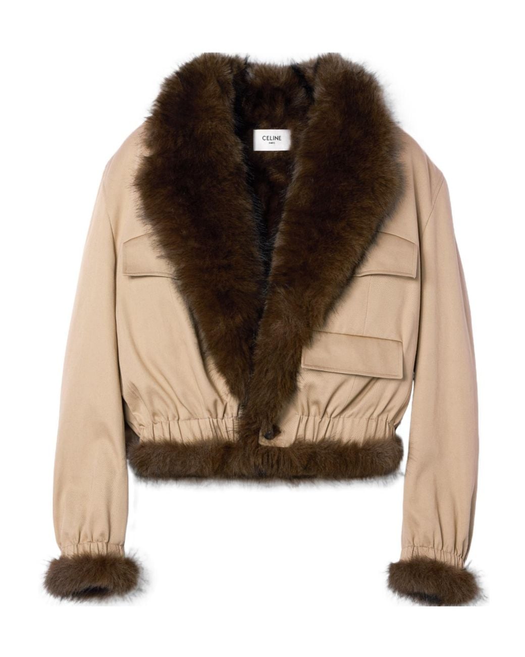 Céline Brown Faux Fur Cropped Blouson