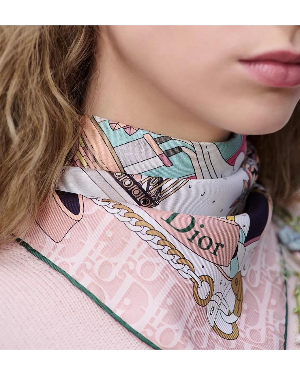 Dior Pink Avenue90 Square Scarf