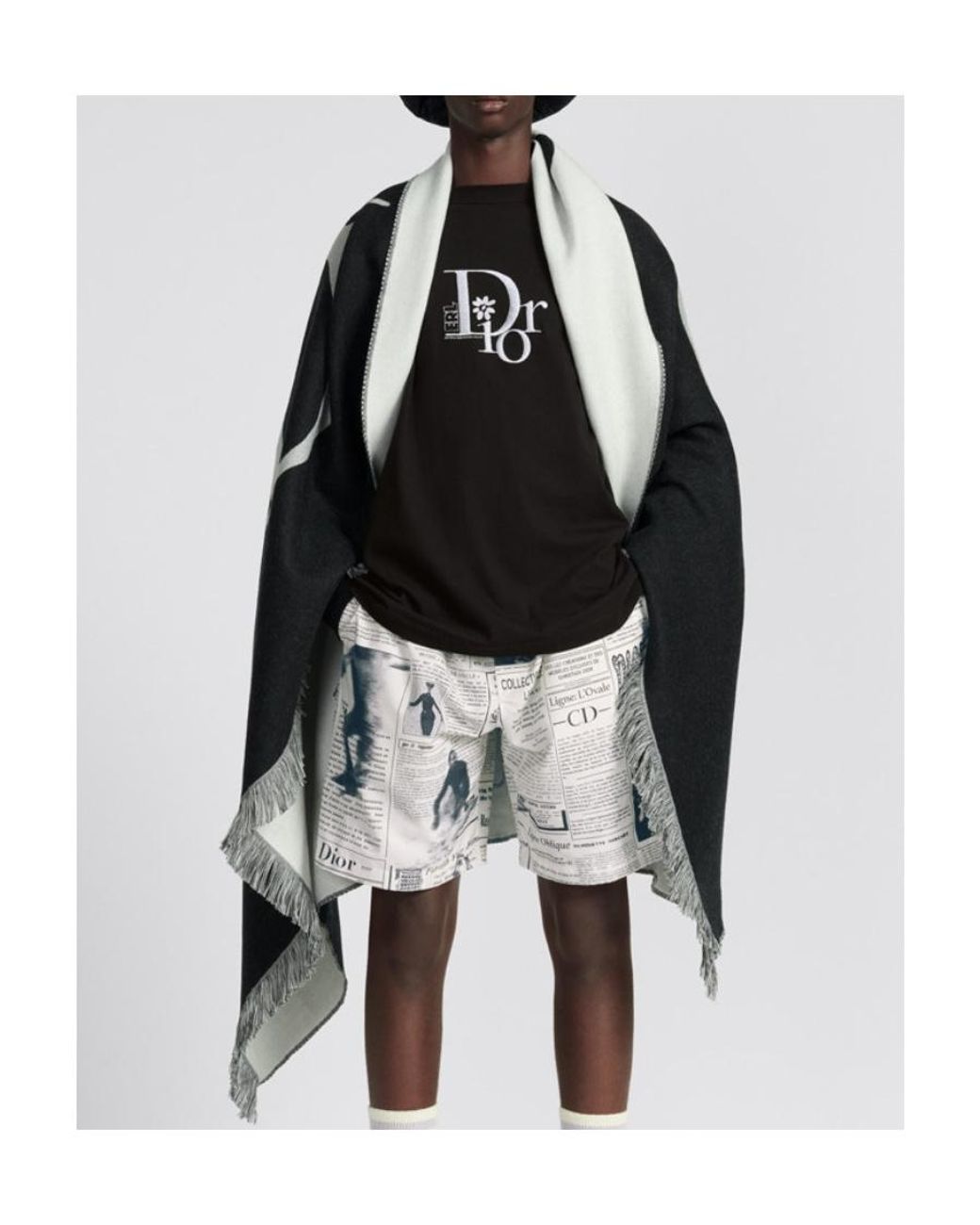 Dior Black Homme Fringed Scarf for men