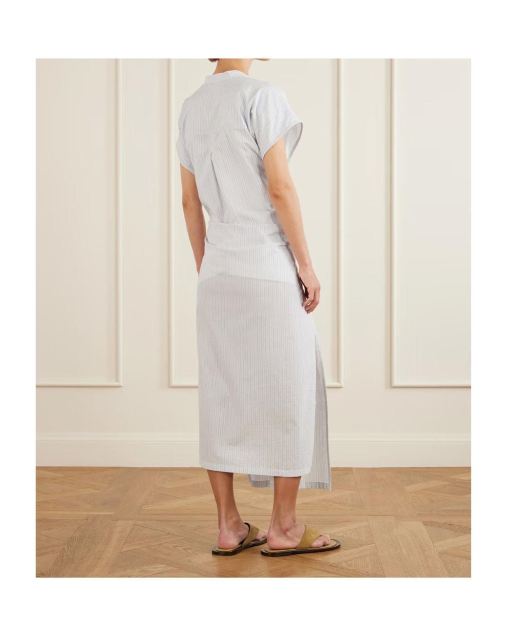 Totême  White Twist-Front Striped Cotton-Poplin Maxi Shirt Dress