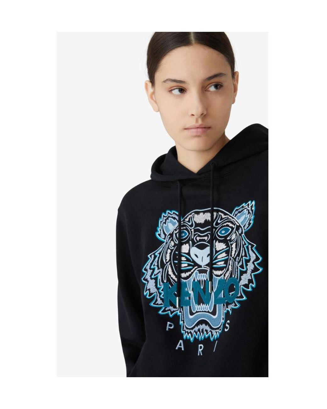 KENZO Blue Tiger Logo Hoodie
