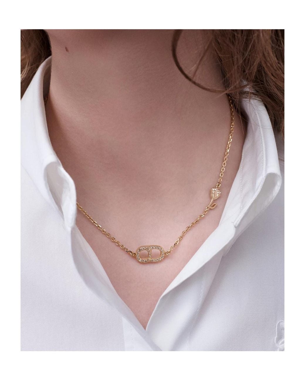 Dior Metallic Cd Lily Necklace