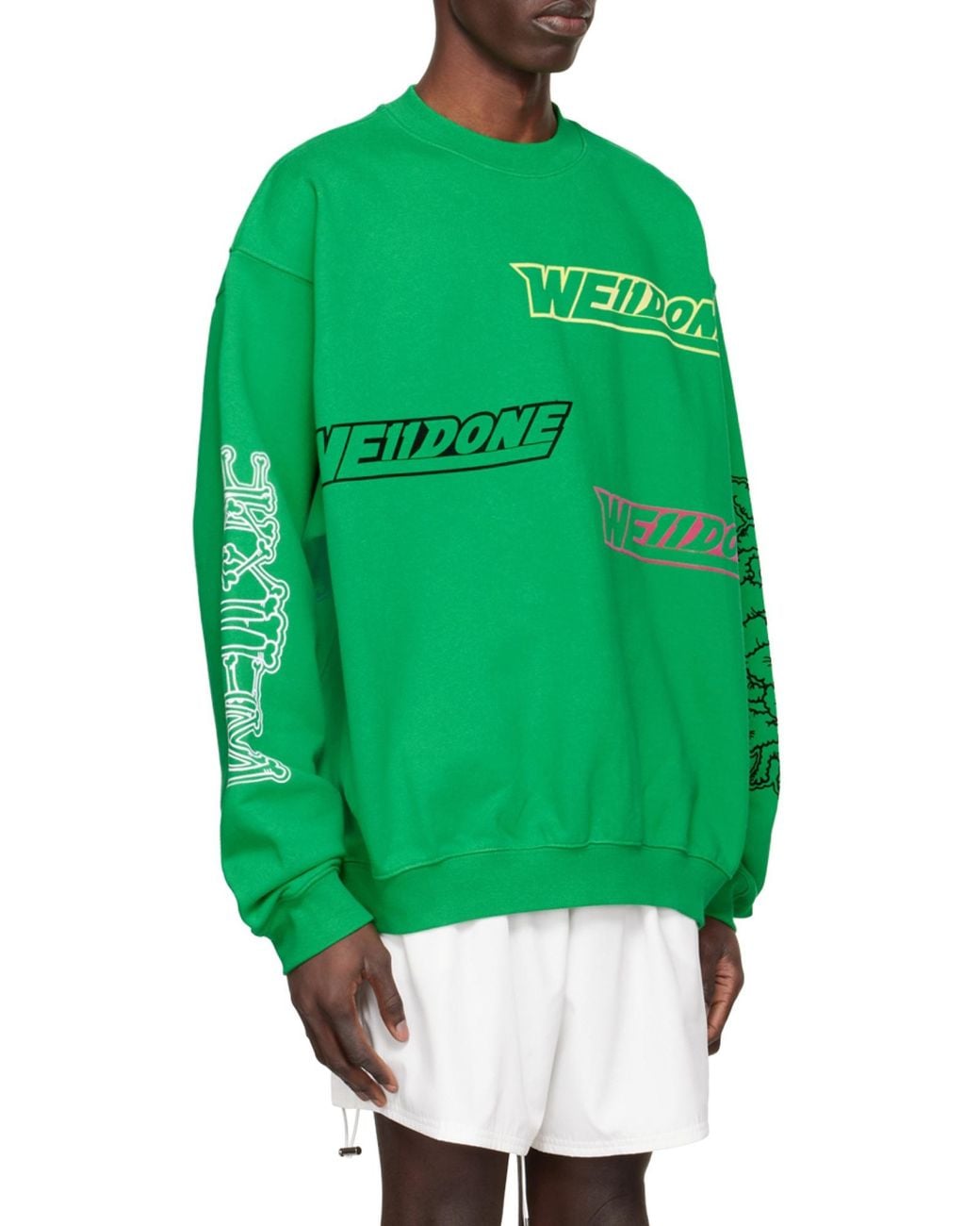 we11done Green Logo-Detail Pullover Sweatshirt for men