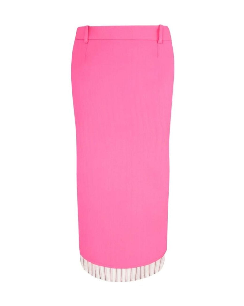 The Attico Pink The Striped-Hem Midi Skirt