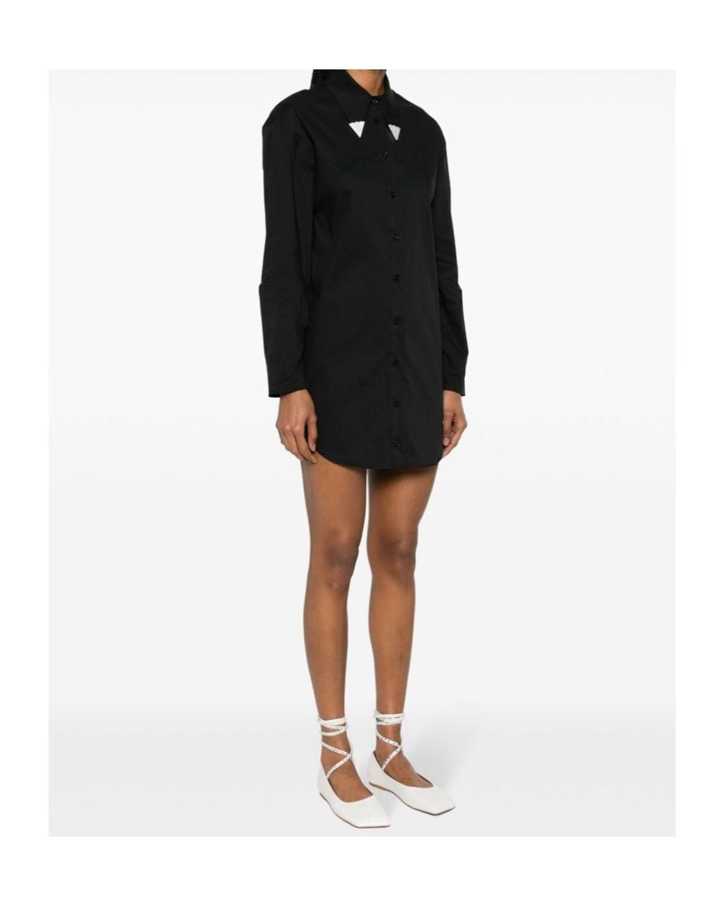 GIUSEPPE DI MORABITO Black Rhinestone-Embellished Poplin Mini Dress
