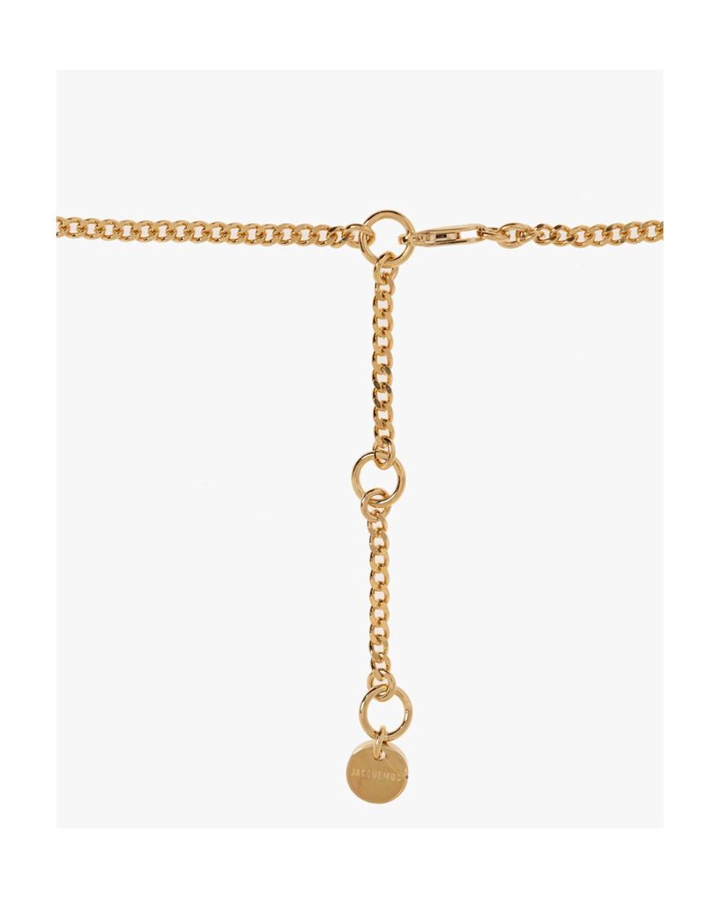 Jacquemus White Logo Plaque Chain-Linked Necklace