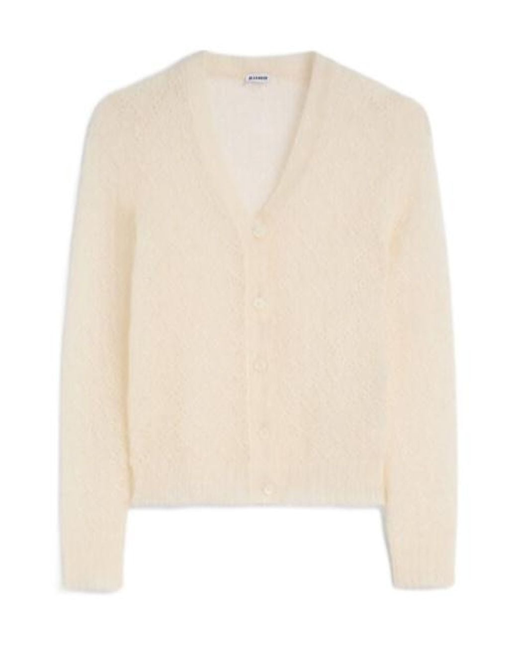 Jil Sander Natural Lace-Knit Mohair-Blend Cardigan