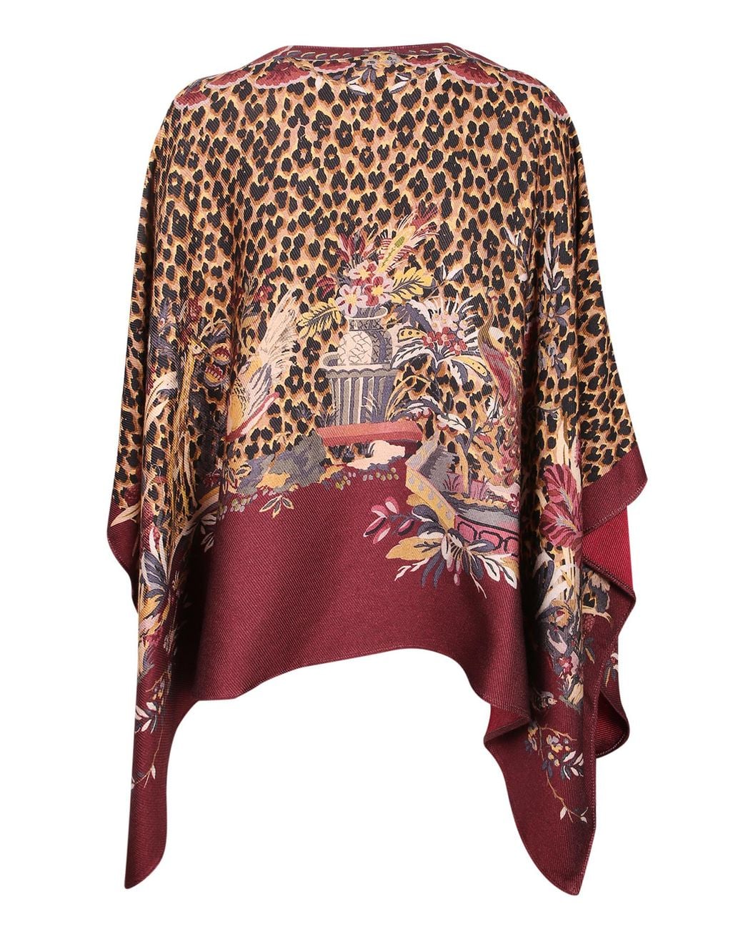 Etro Red Animal Motif Cape