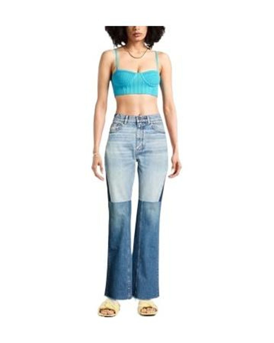 Chloé Blue High-Waisted Color-Block Flared Jeans