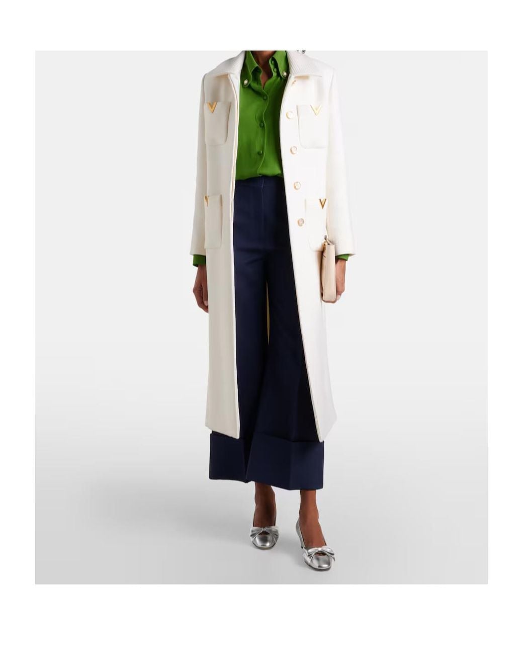 Valentino Blue Crepe Couture Wide-Leg Pants