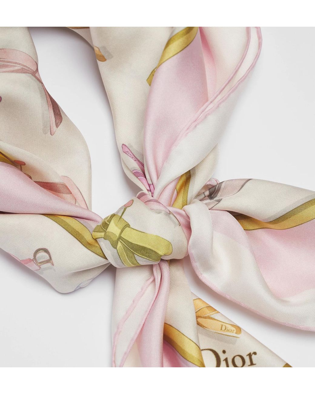 Dior White Delicate Bow90 Square Scarf