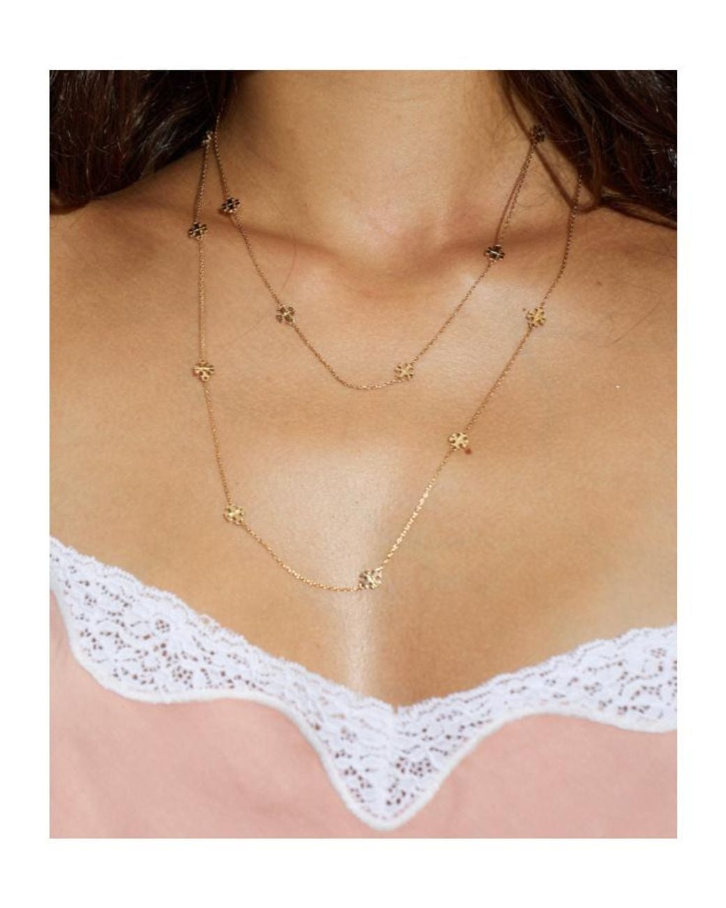 Tory Burch White Signature Long Necklace