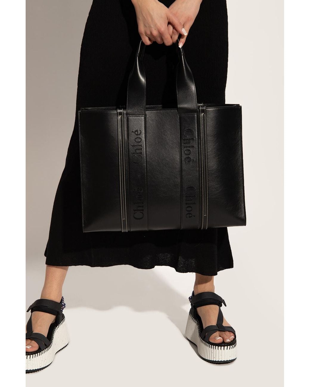 Chloé Black Chloé Woody Large Shopper Bag
