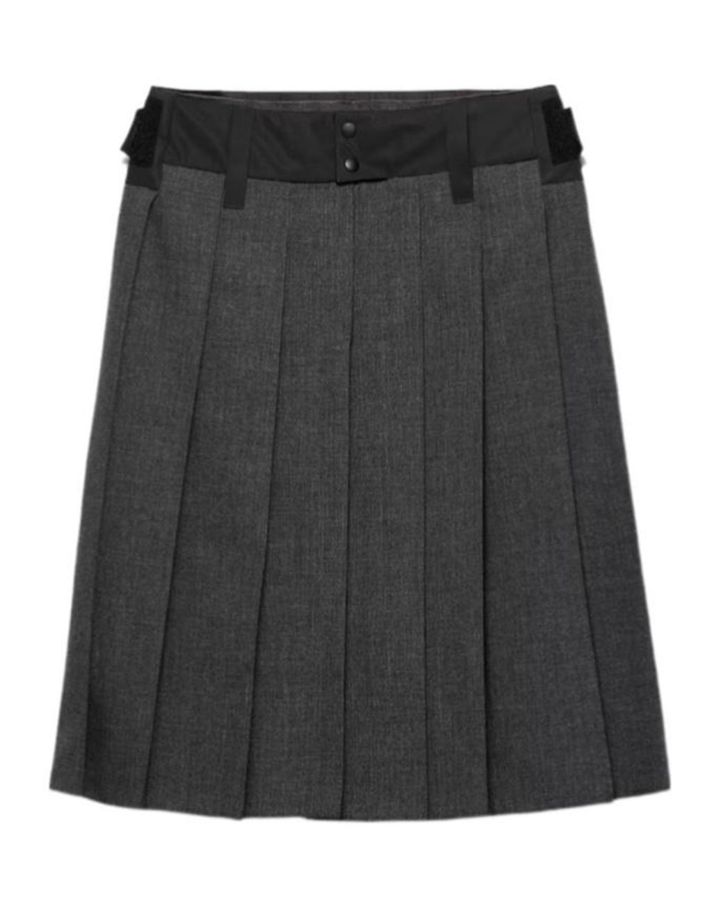 Prada Black Pleated Hopsack And Technical Fabric Skirt