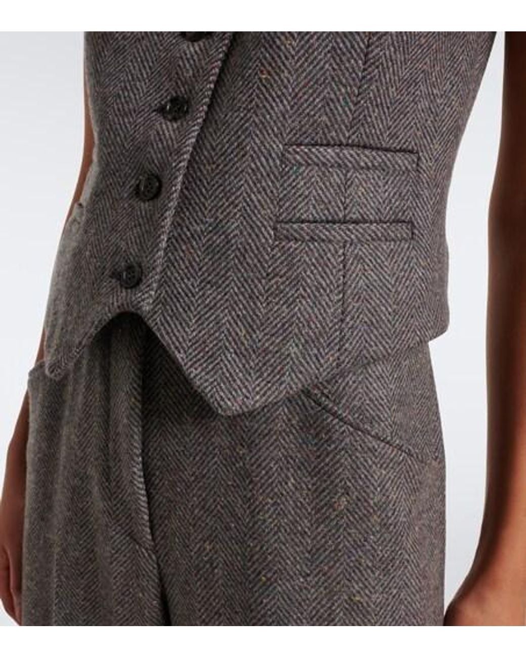 Gabriela Hearst Gray Coleridge Herringbone Cashmere And Wool Vest