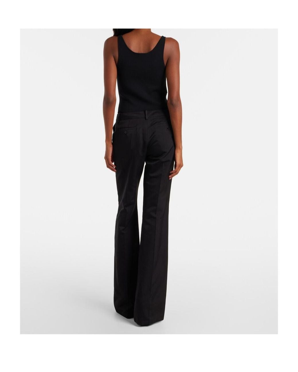 Magda Butrym Black Cotton And Silk Flared Pants
