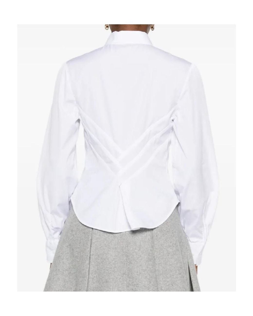 Ermanno Scervino White Ruched-Panel Collared Shirt