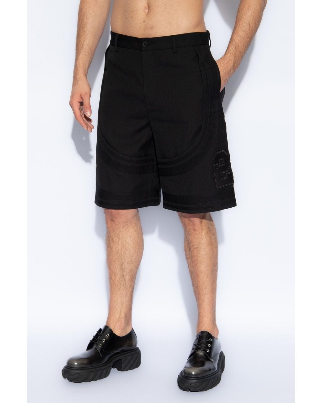 Off-White c/o Virgil Abloh Black Button Detailed Shorts for men