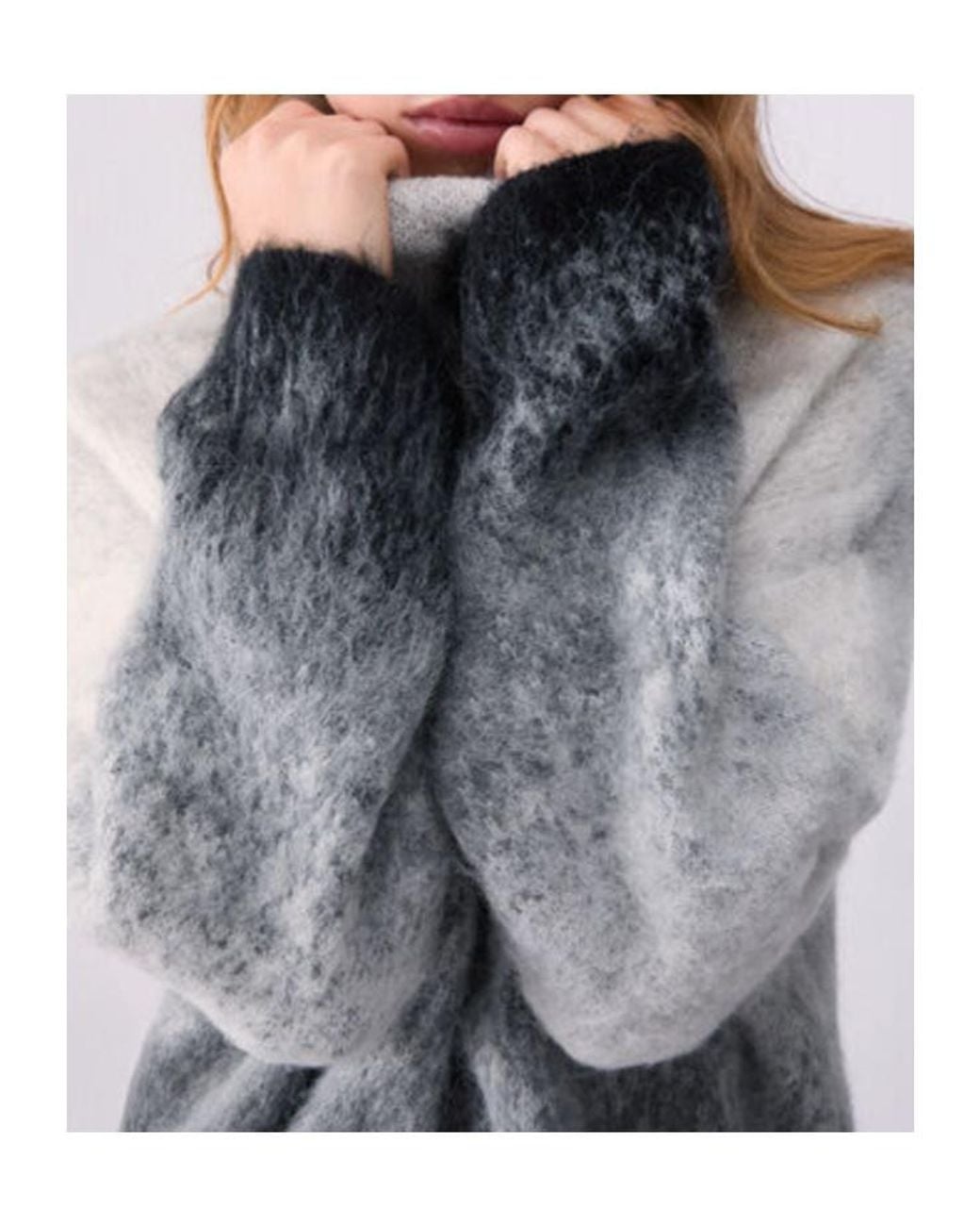 Liu Jo Gray Ombre High Neck Knitted Sweater