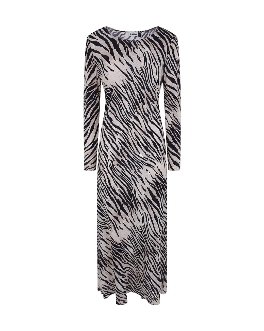 Rixo Gray Long-Sleeved Dress