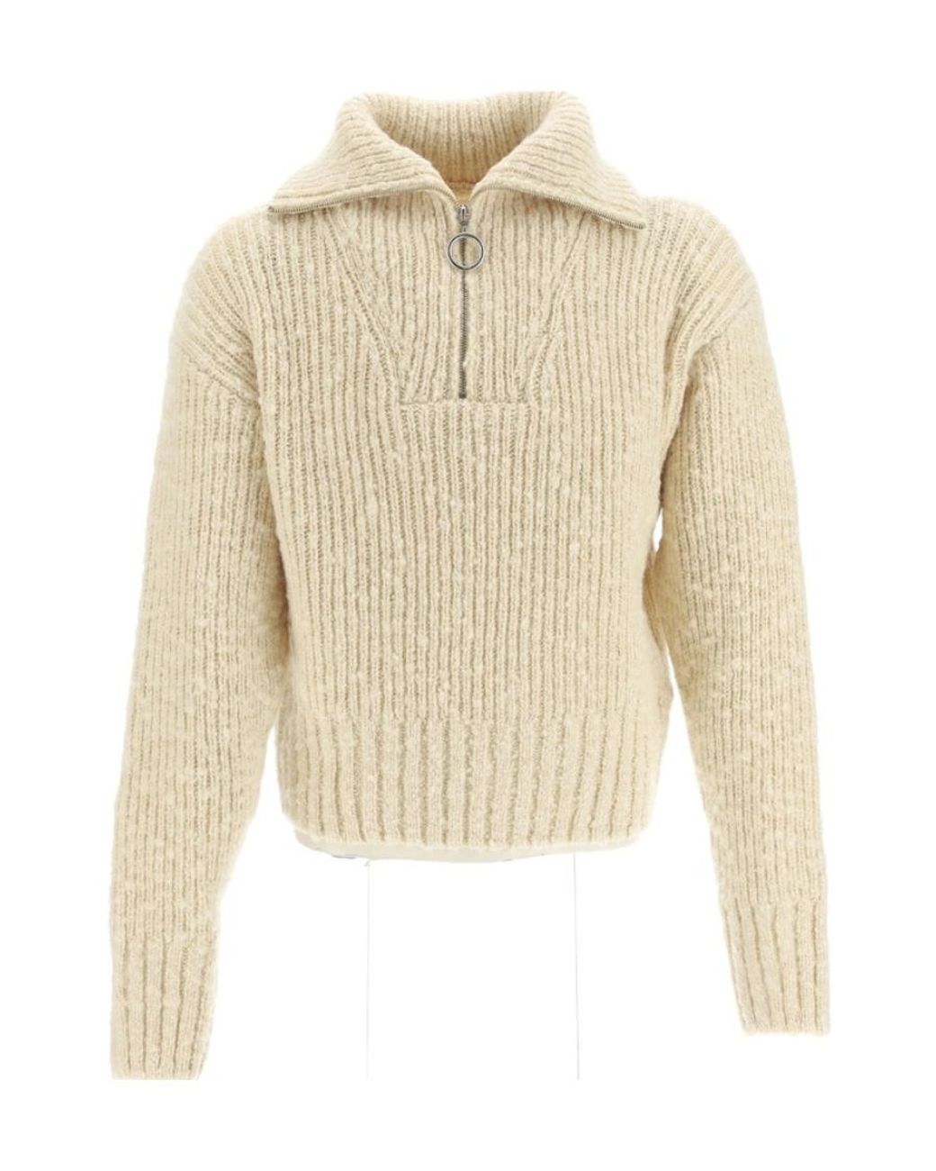 AMI White Ami Half-Zipped Knitted Jumper for men