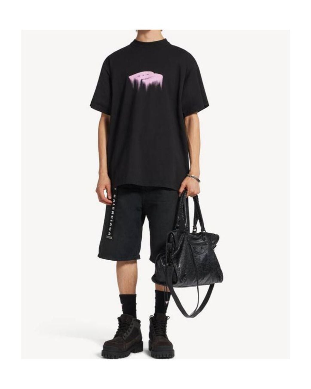 Balenciaga Black Printed T-Shirt for men
