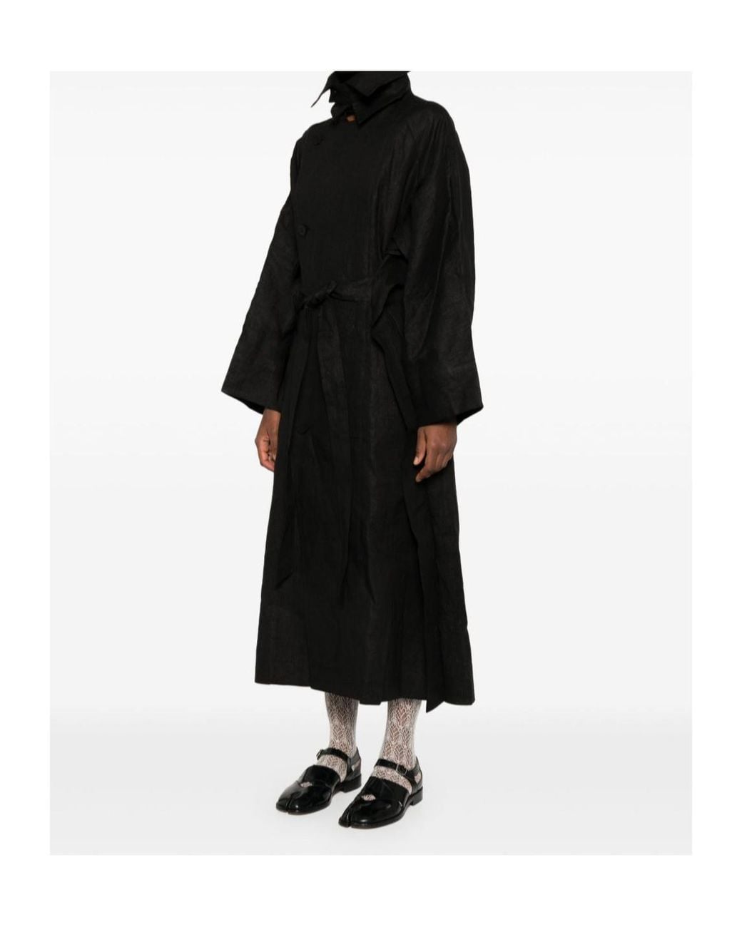 Issey Miyake Black Hempen Coat