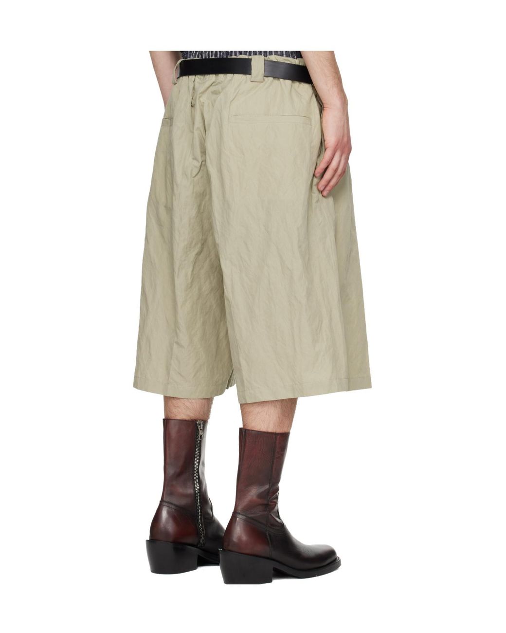 Willy Chavarria Natural Toluca Wide-Leg Knee-Length Shorts for men